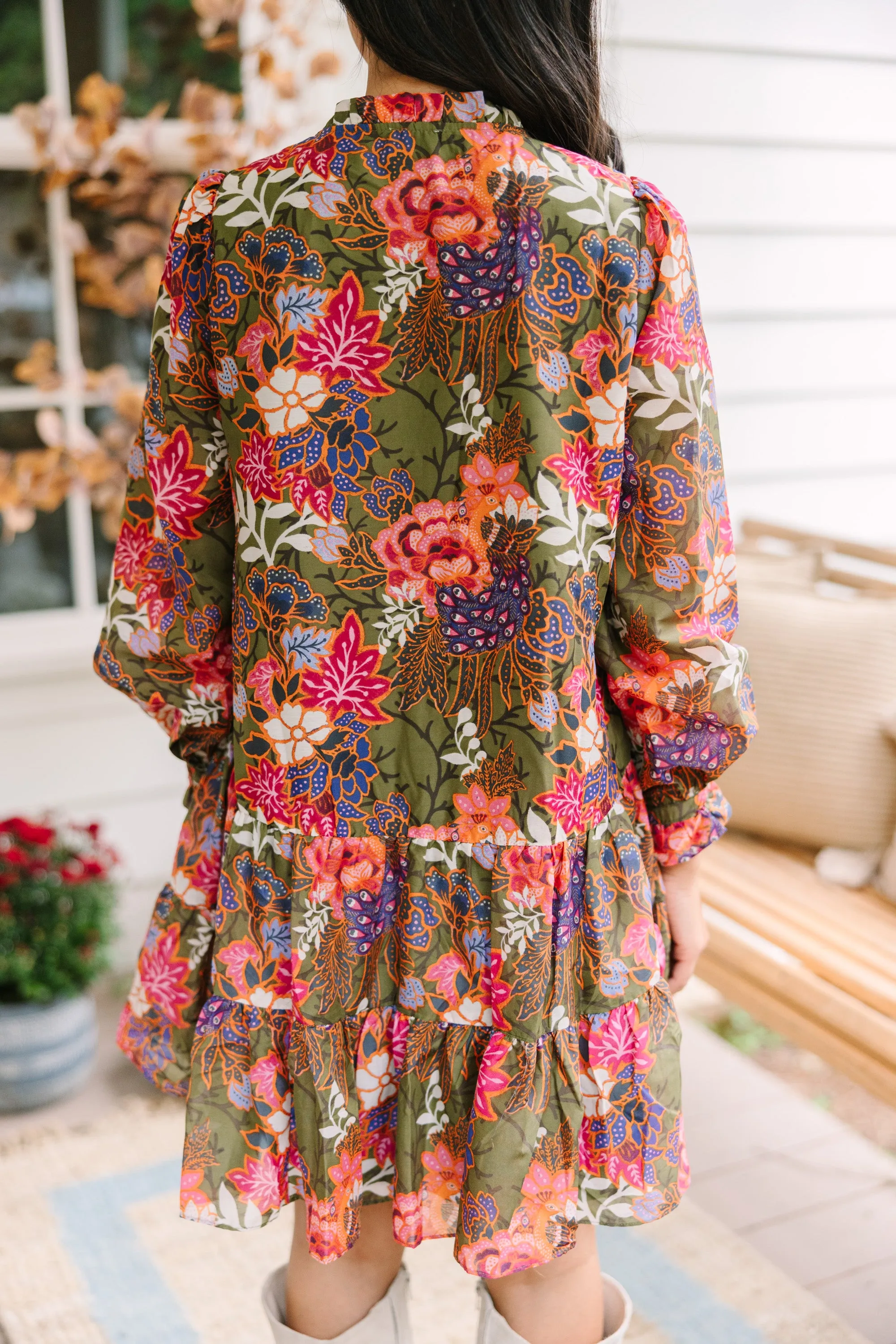 J. Marie: The Hayes Olive Green Floral Dress