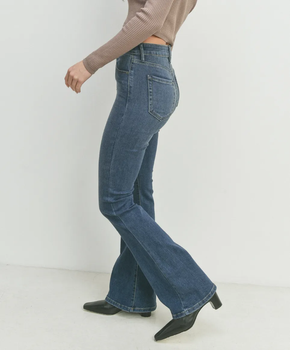 Katie High Rise Flare in Dark Wash