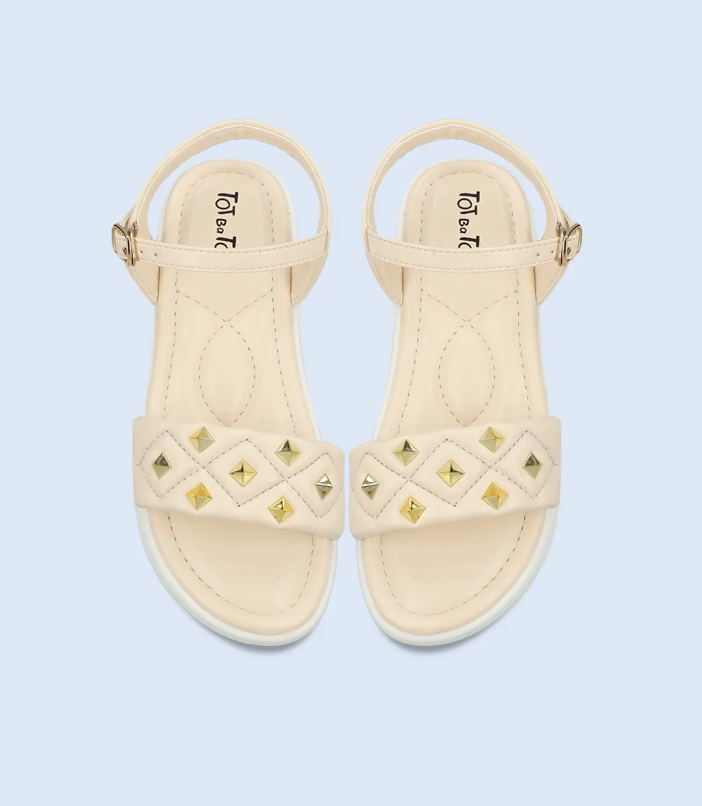 KG0102-CREAM-Girls Casual Sandal