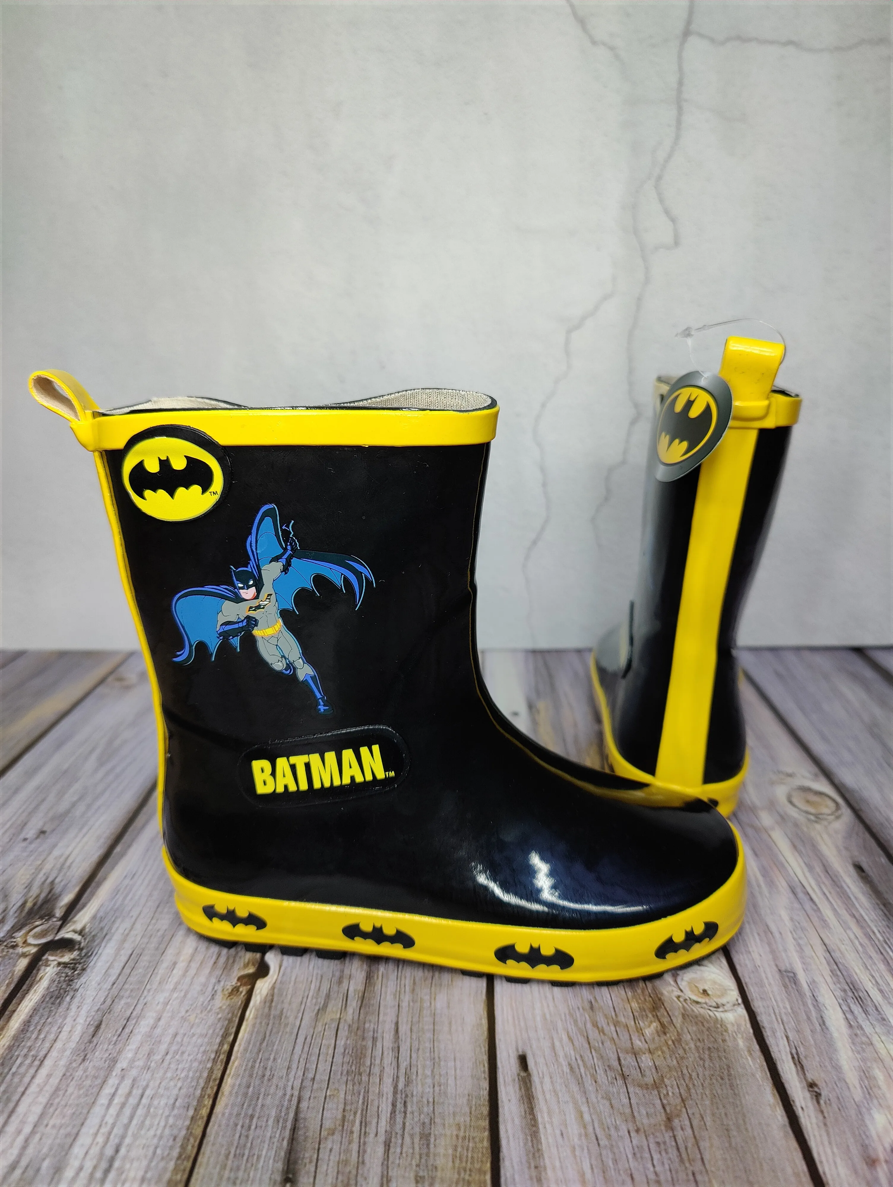 Kids Wellington Welly Boots Batman Black Girls/Boys 7-12