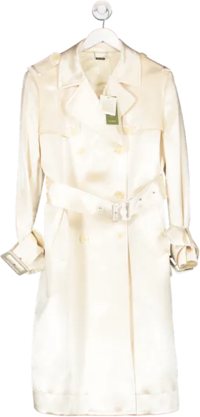 Lily Silk Cream Silk Wool Mixed Trenchcoat UK XL