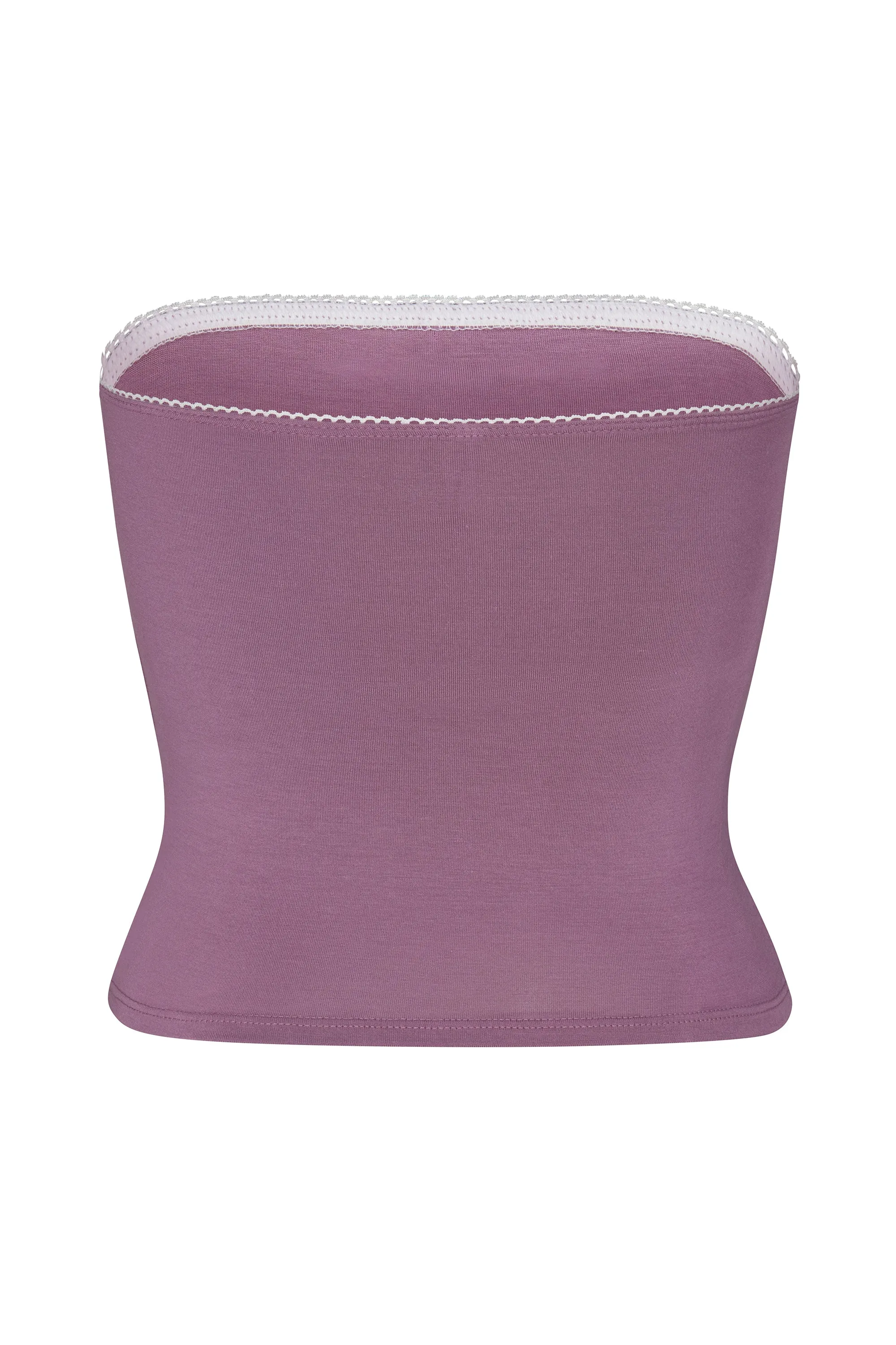 LINED CONTOUR TUBE TOP IN AUBERGINE