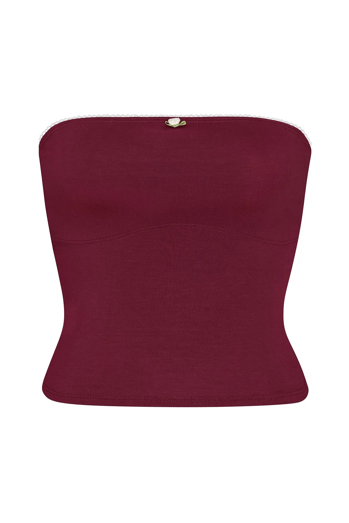 LINED CONTOUR TUBE TOP IN BORDEAUX