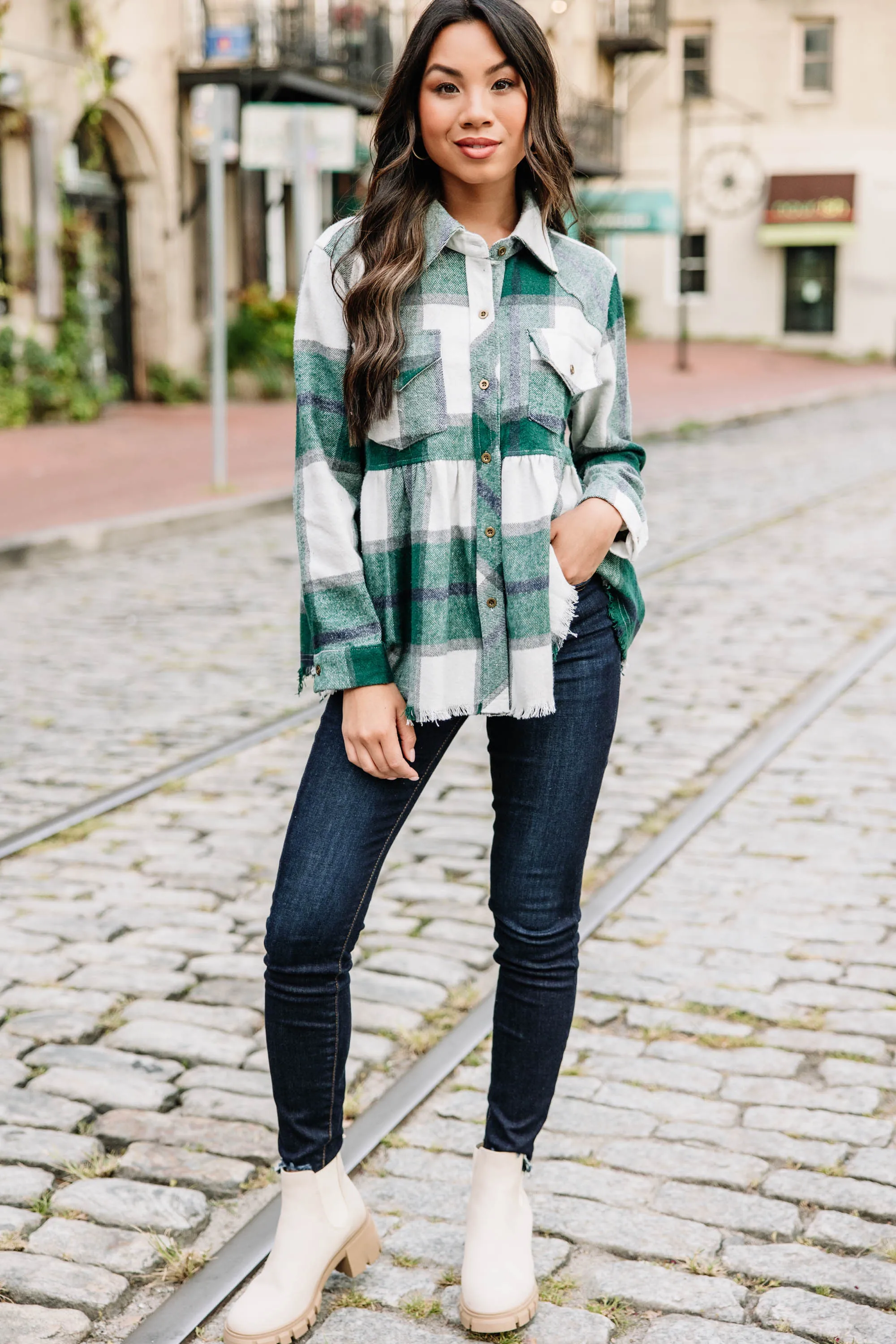 Make Your Own Choices Green Plaid Top