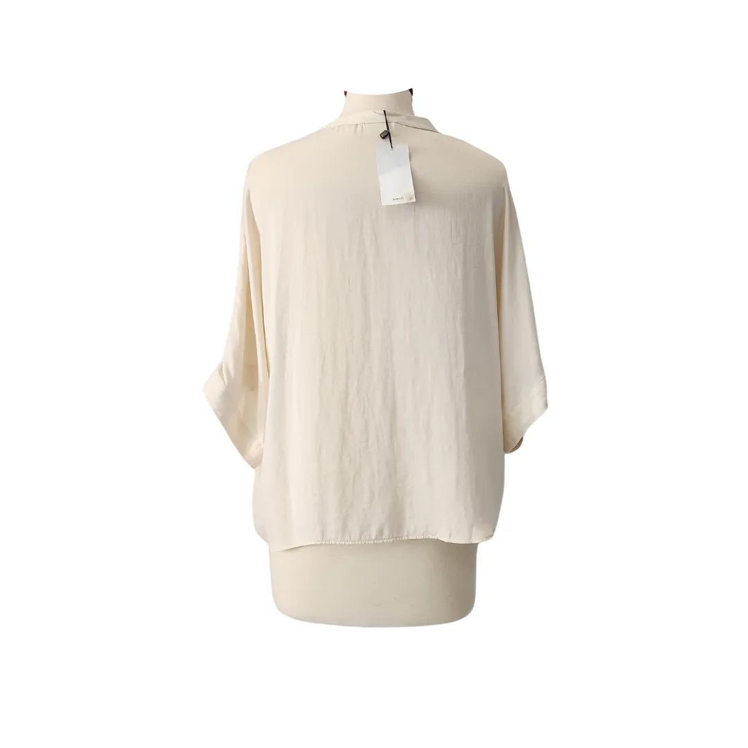 Mango Beige Boxy Cropped Shirt | Brand New |