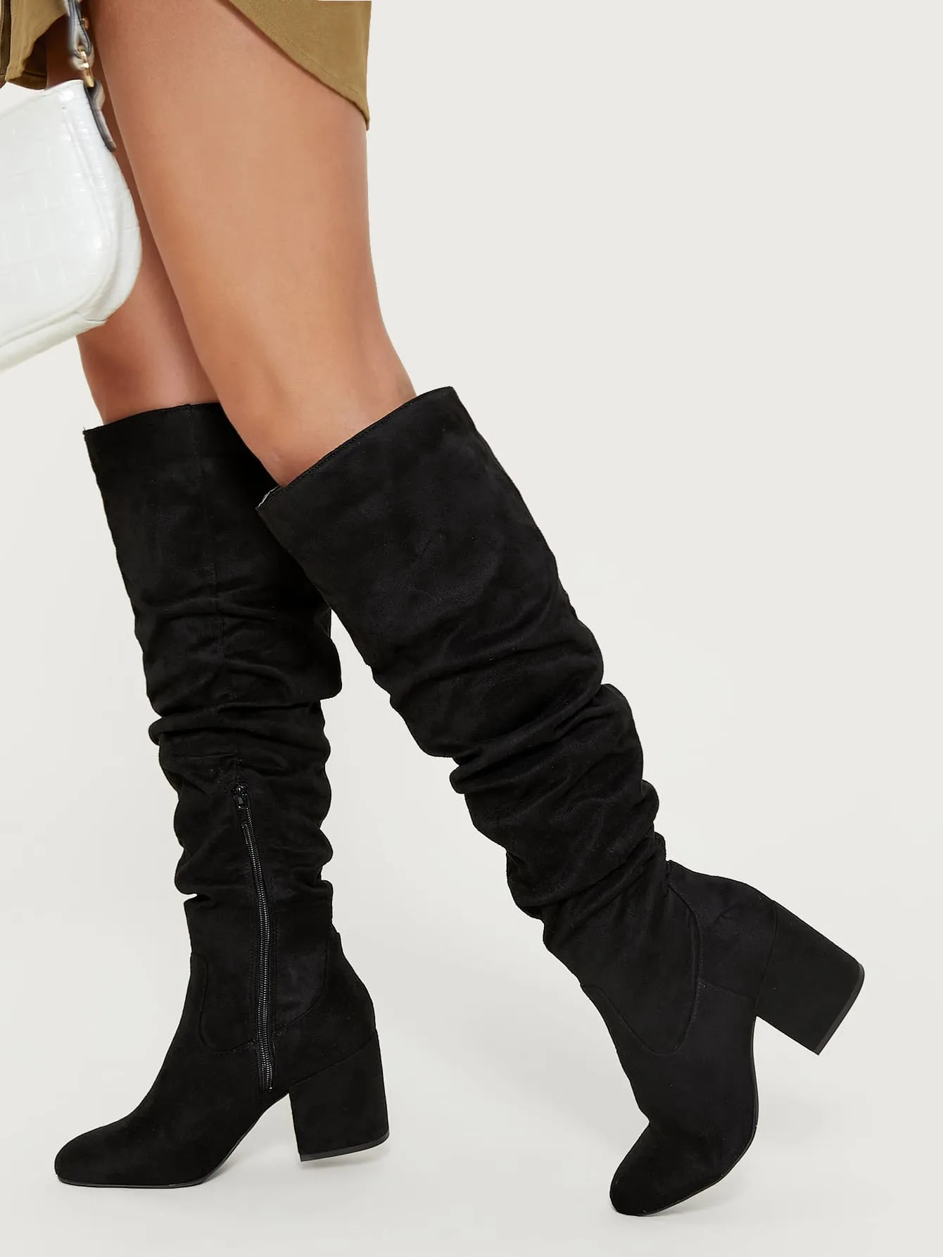 Metallic Chunky Heeled Boots