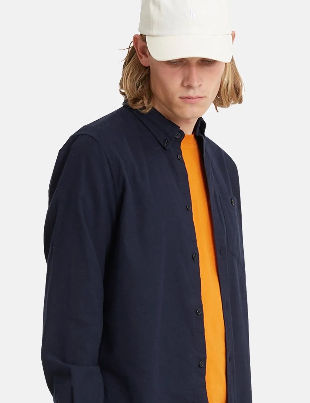 Norse Projects Anton Flannel Shirt (Brushed Cotton) - Navy Blue