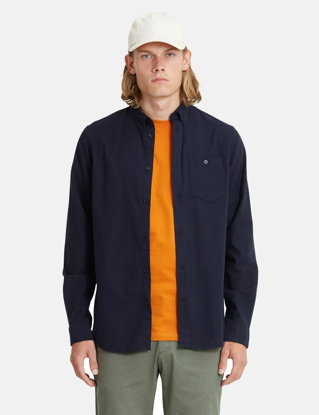 Norse Projects Anton Flannel Shirt (Brushed Cotton) - Navy Blue