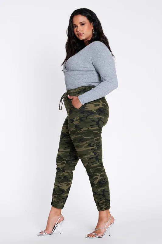 Plus Size Camouflage Cargo Pants