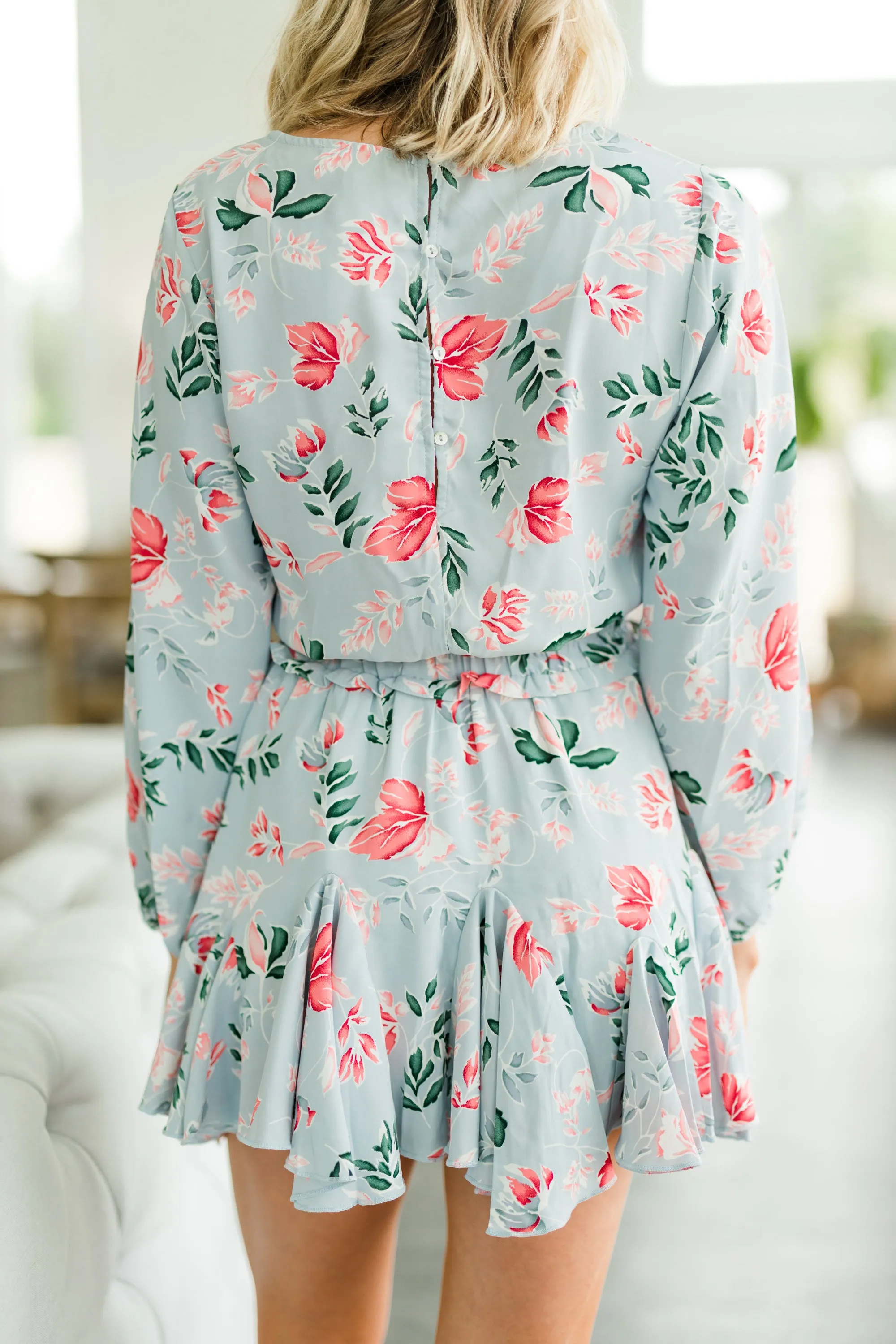 Respond With Grace Light Blue Floral Romper Dress