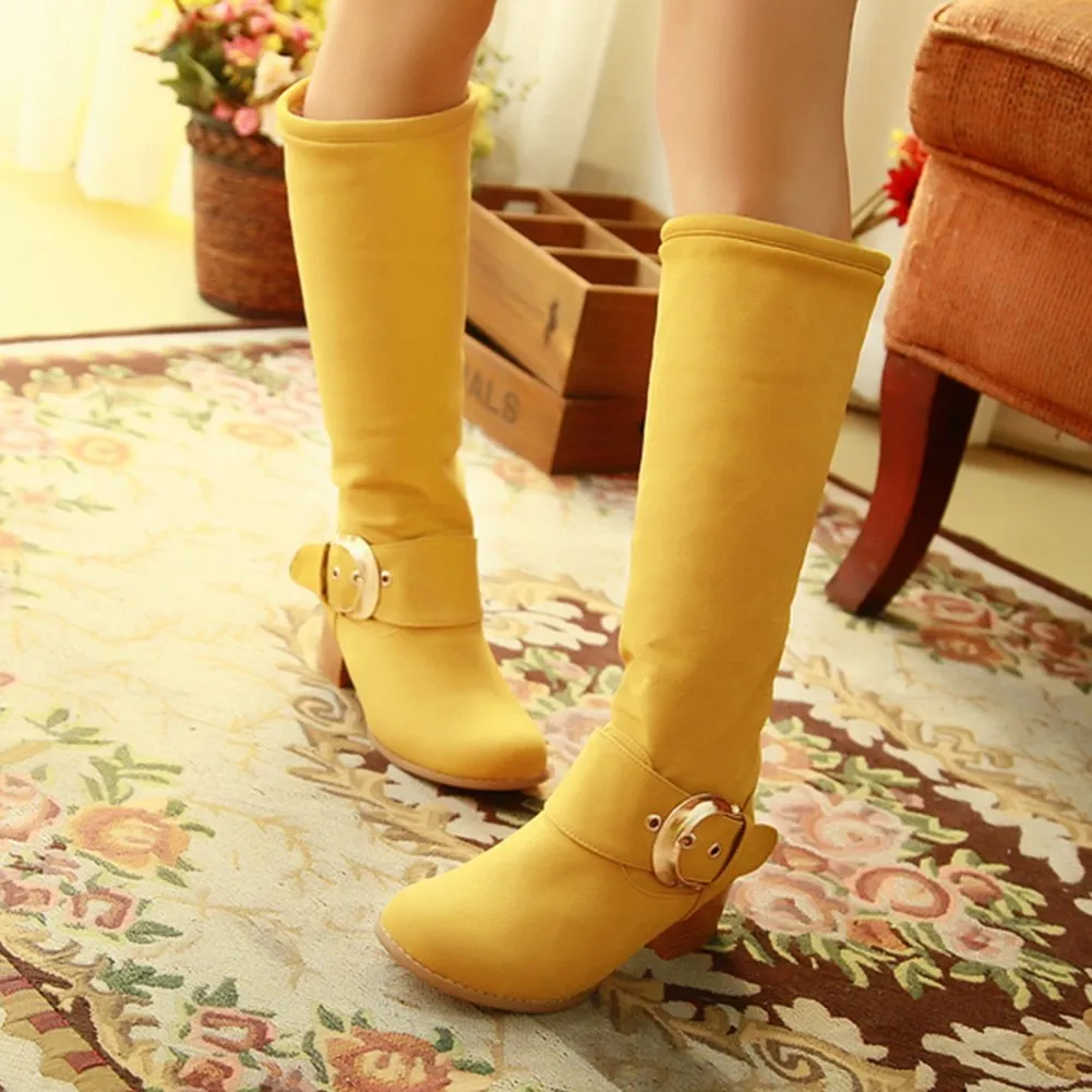 Retro Big Buckle Candy Colors Snow Boots