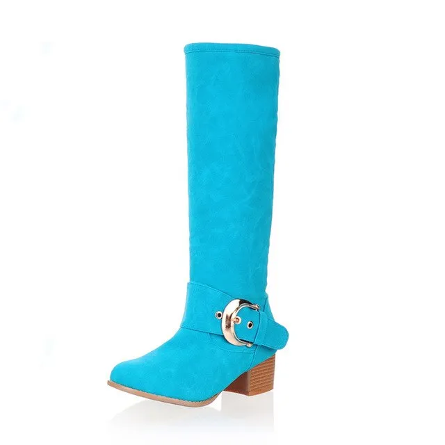 Retro Big Buckle Candy Colors Snow Boots