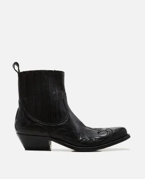 Santiago Leather and Suede Black Boots