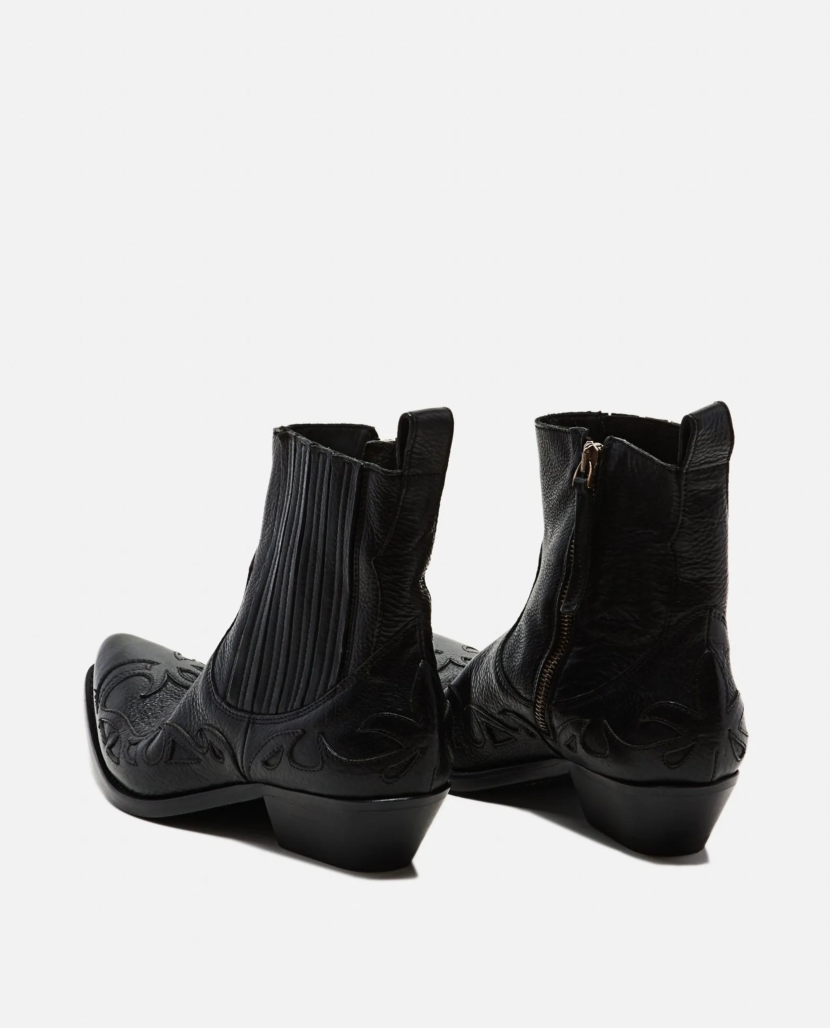 Santiago Leather and Suede Black Boots