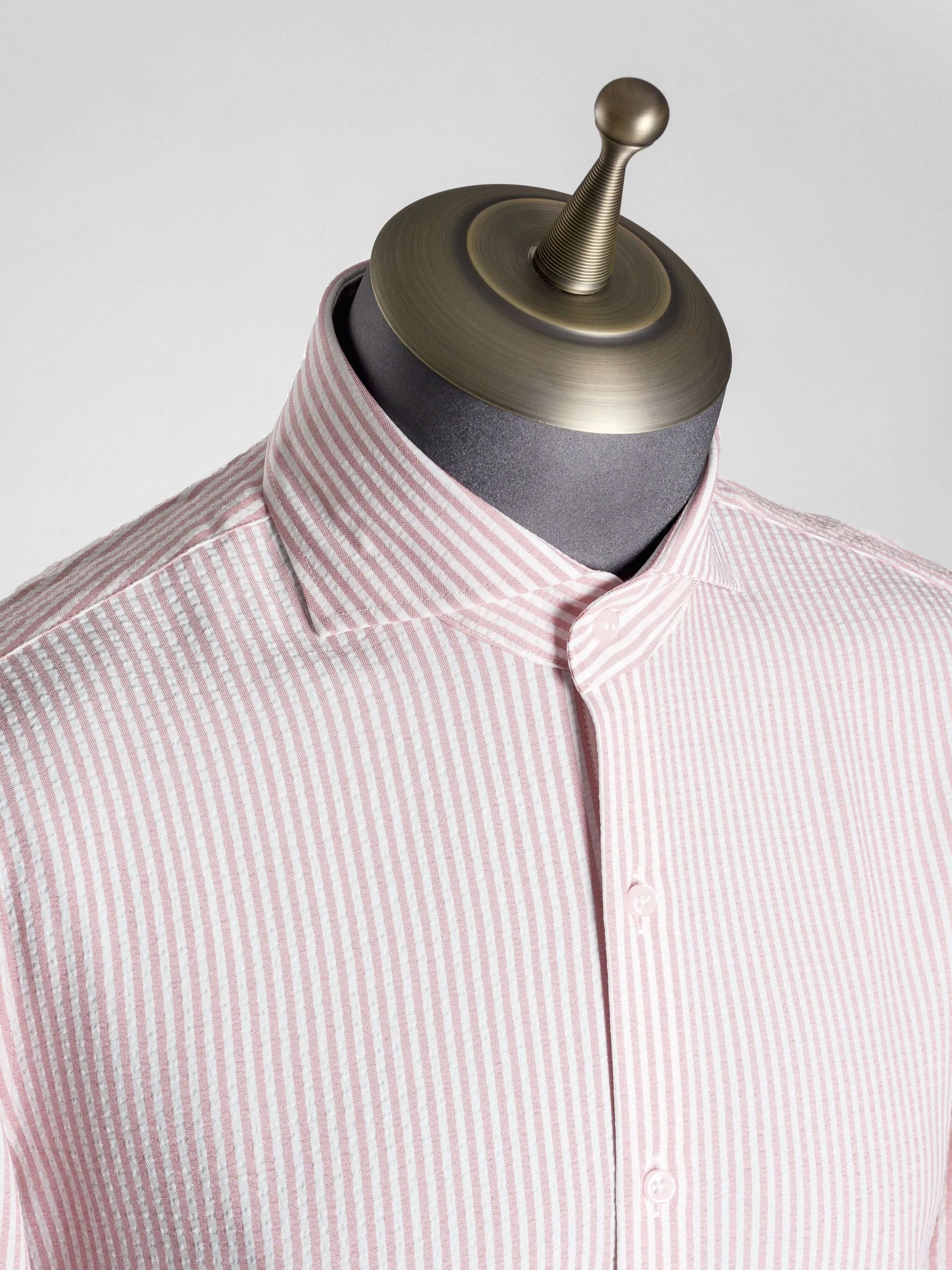 Seersucker Striped Shirt - Mauve