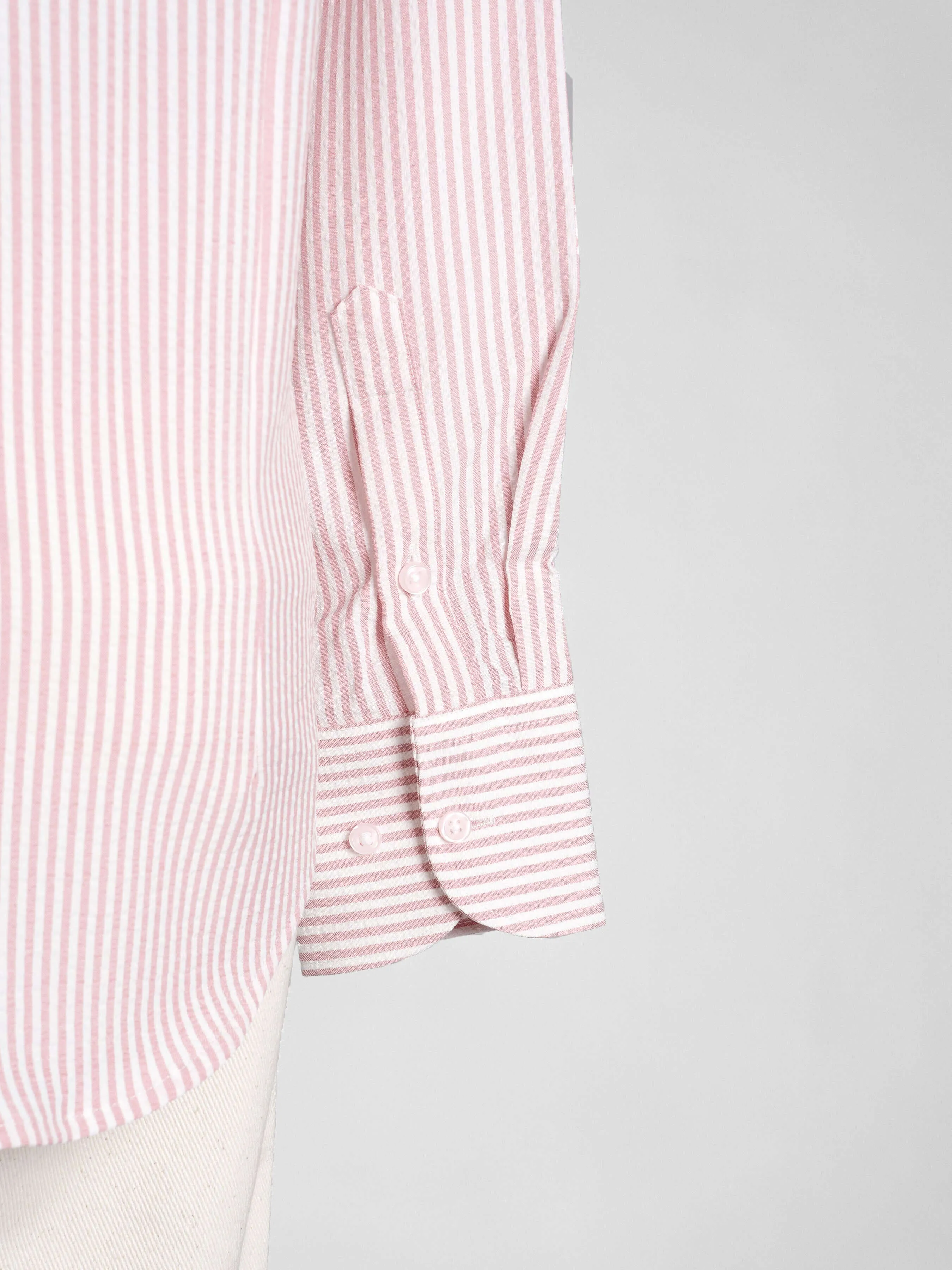 Seersucker Striped Shirt - Mauve