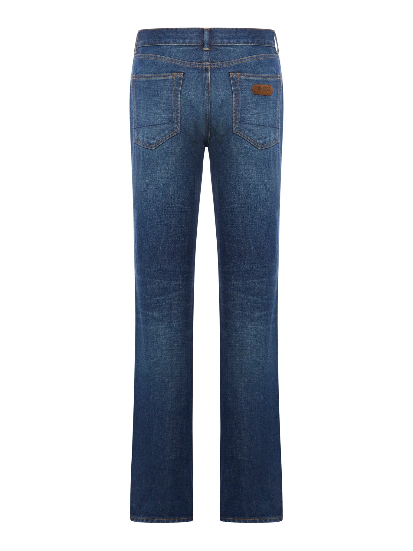 STONE WASHED DENIM STRAIGHT FIT JEANS