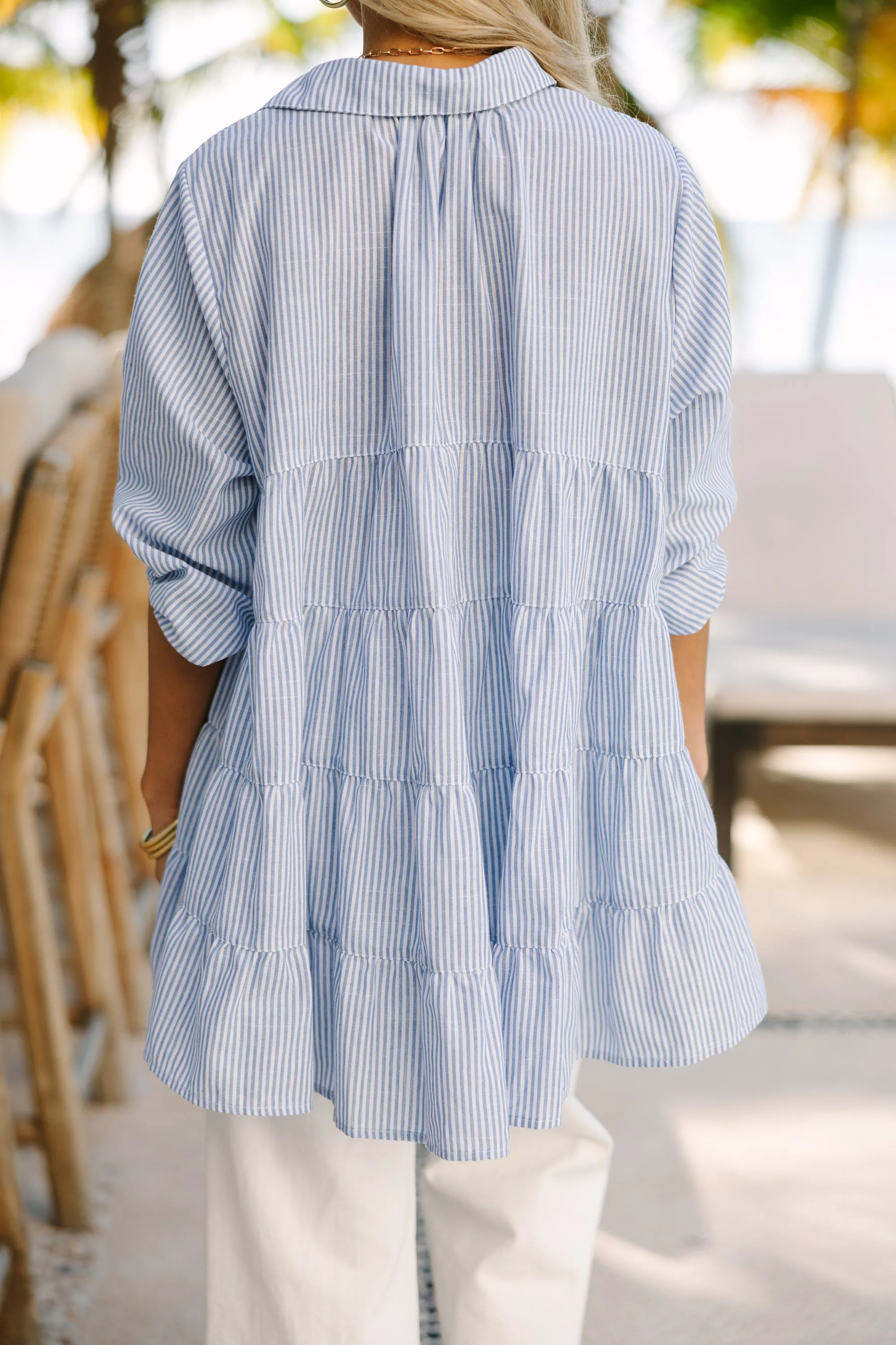 Take Me There Blue Striped Tunic