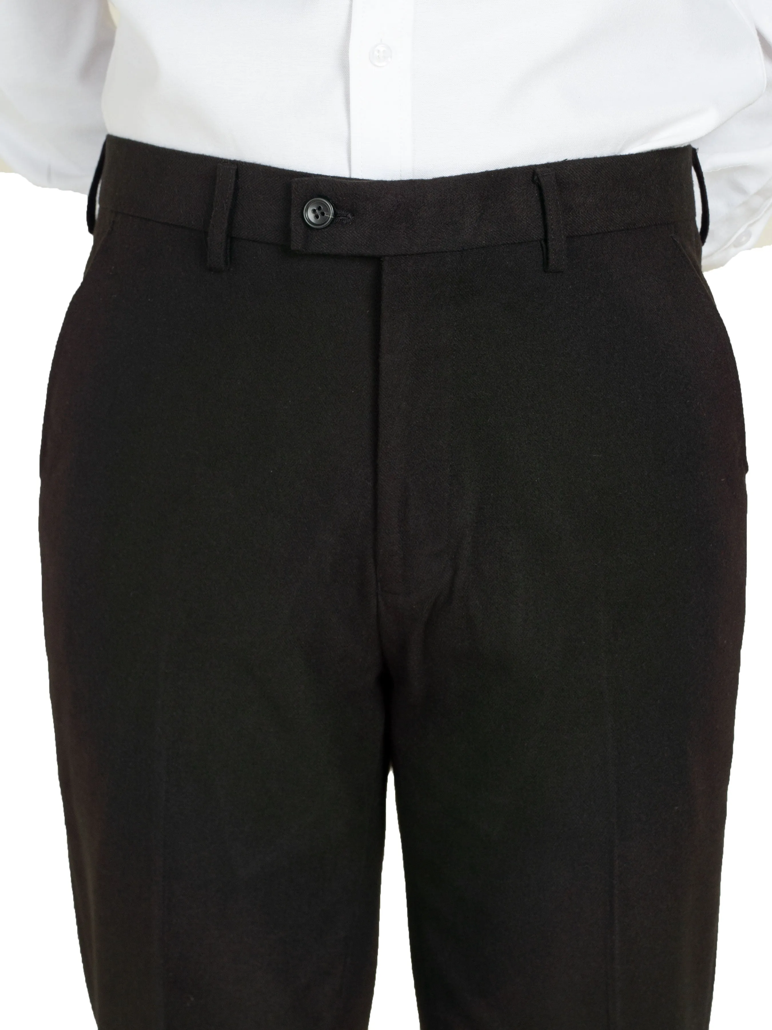 Trousers With Belt Loop -  Black Herringbone (Stretchable)