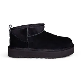 UGG Classic Ultra Mini Platform Black Boots - Youth