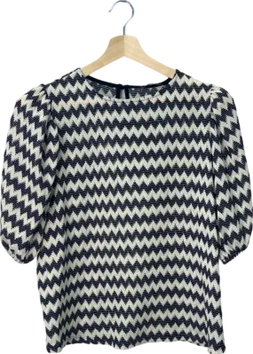 V By Very Black/White Zigzag Patterned Top UK 18