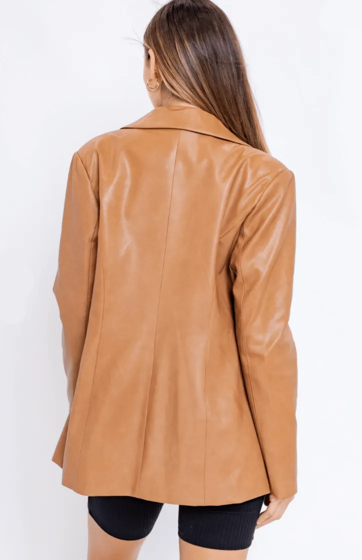 Weekends In France Leather Jacket - Camel