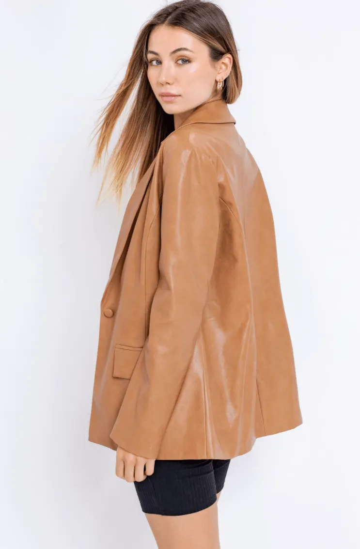 Weekends In France Leather Jacket - Camel