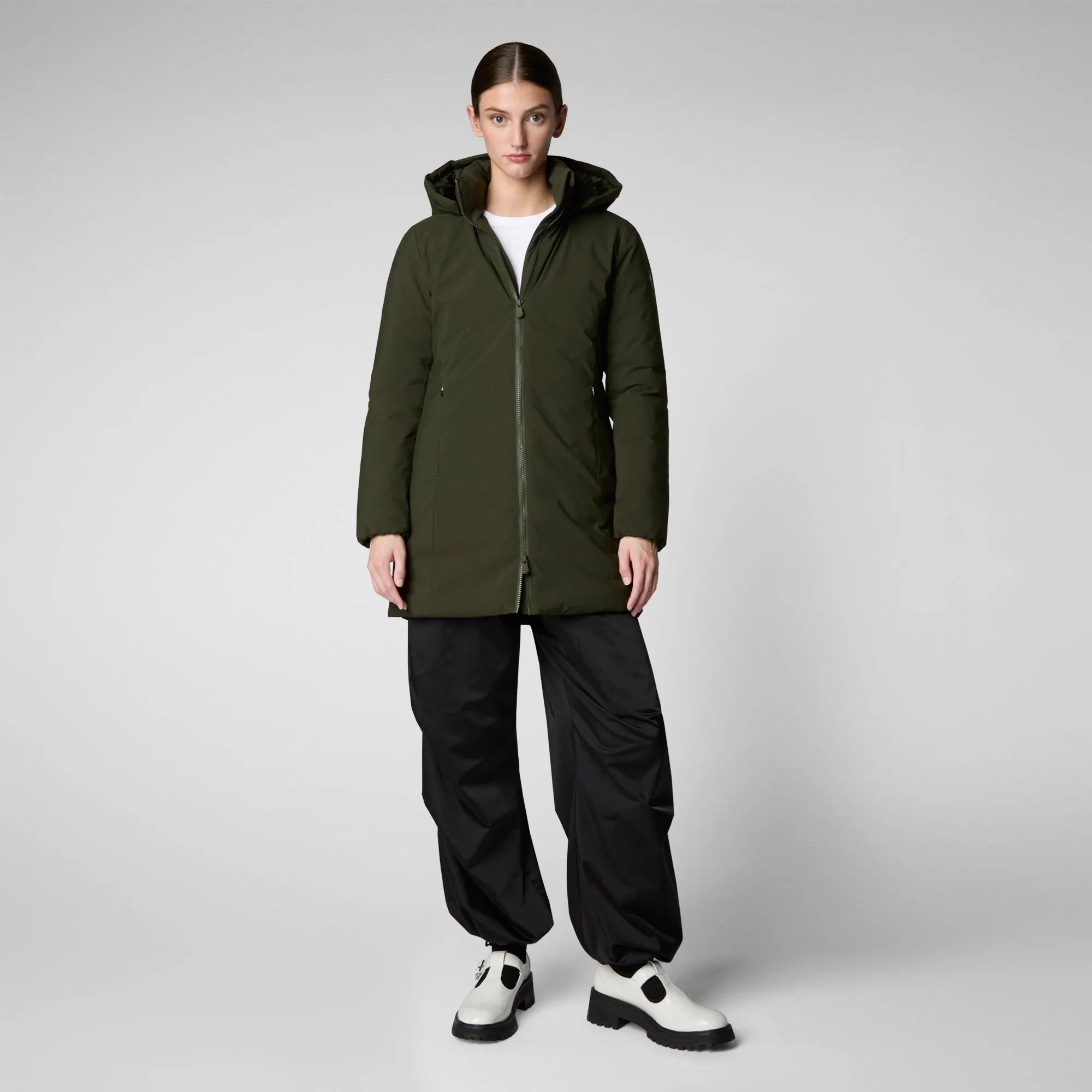 Woman's hooded parka Rachel in land green