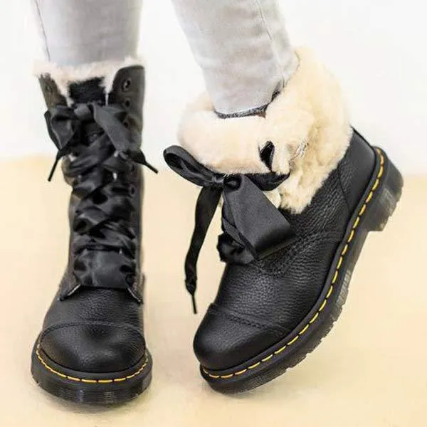 Women's Casual Brown Lace-Up Short Boots Snow Boots 27082306C