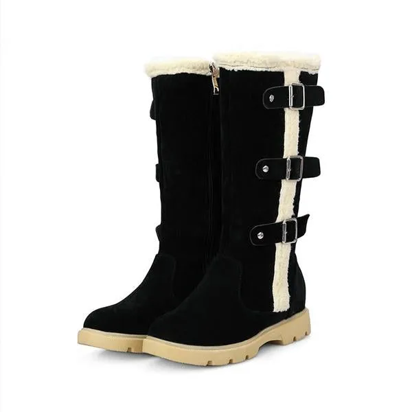 Women's Casual Buckle Flat Plush Snow Boots 89879730S