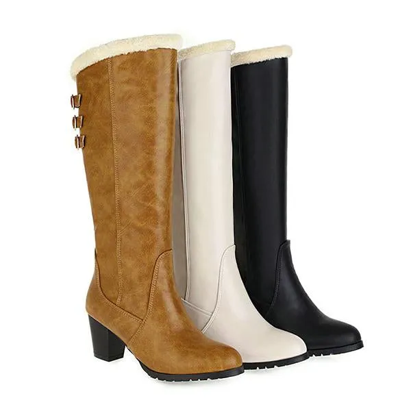 Women's Casual High Snow Boots Thick Heel Rider Boots 69166073S