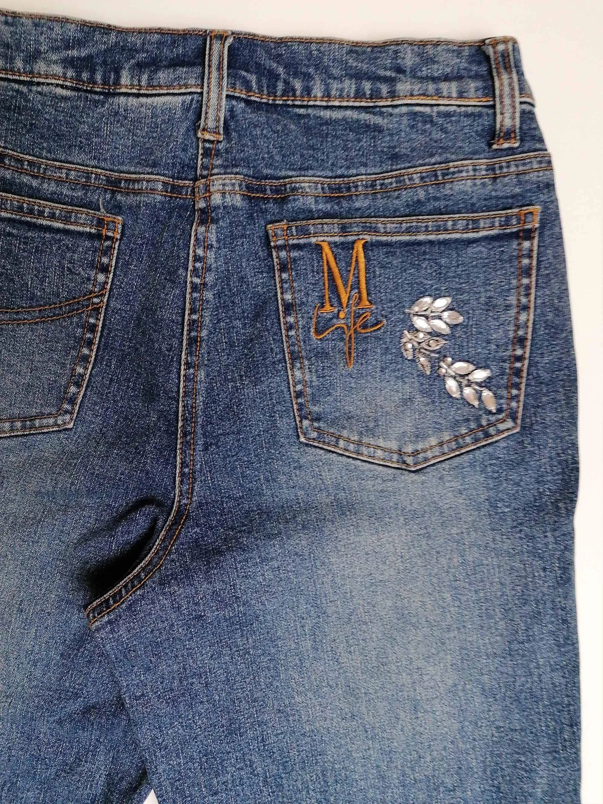 Y2K MADELEINE Embroidery Jeans - size M - 36/UK 10